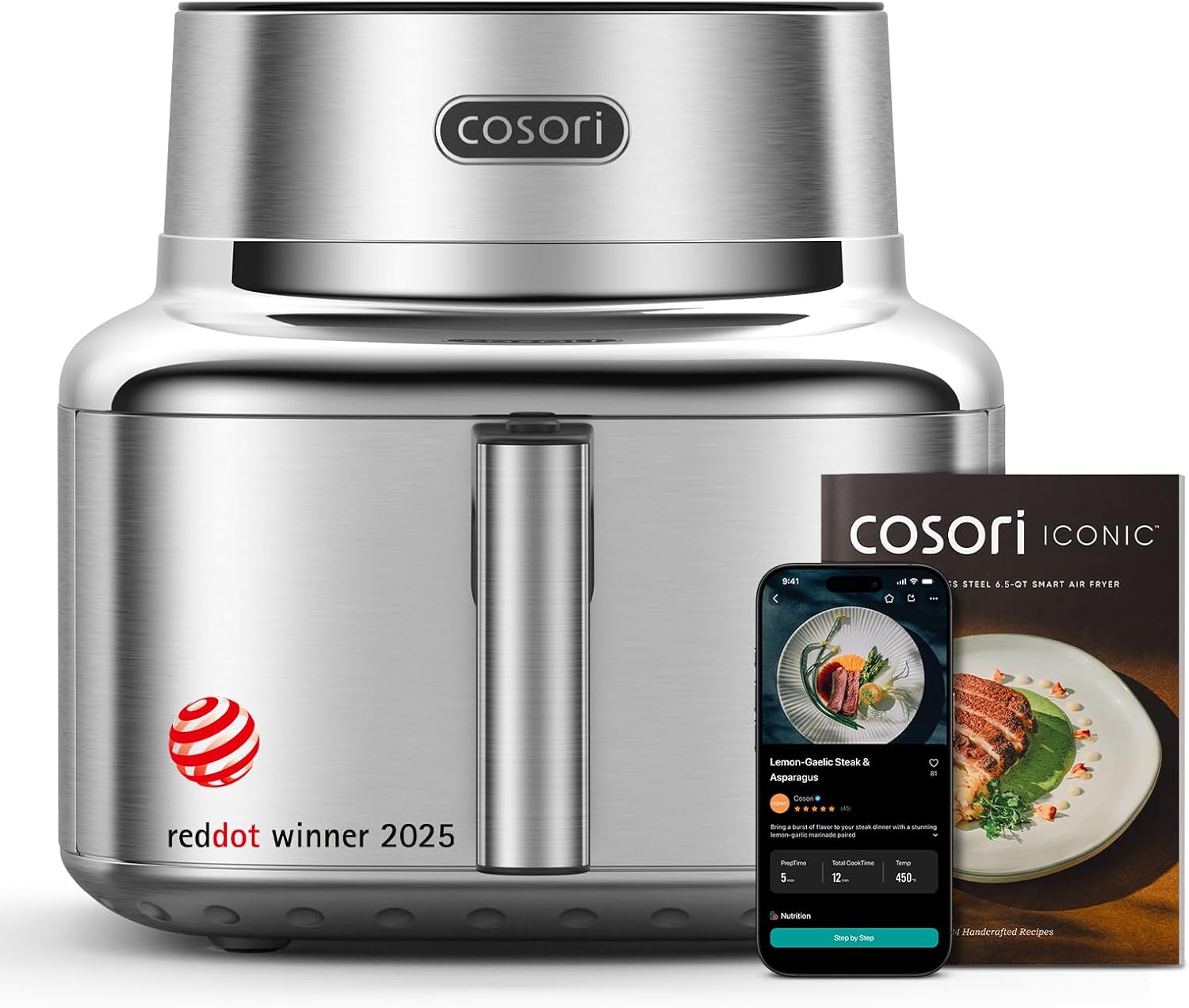 Cosori Iconic smarte Edelstahl-Heißluftfritteuse 6,2 Liter